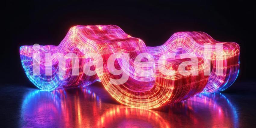 A Fluid Landscape: An abstract world of undulating forms, where vibrant hues of blue and orange create a mesmerizing and otherworldly scene