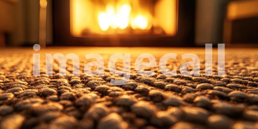Warmth and Texture: A cozy carpet invites bare feet, while a crackling fire casts a warm glow, creating the perfect ambiance for relaxation and tranquility