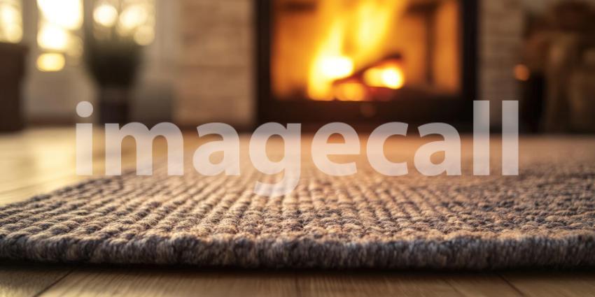 Warmth and Texture: A cozy carpet invites bare feet, while a crackling fire casts a warm glow, creating the perfect ambiance for relaxation and tranquility