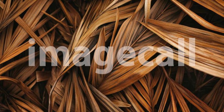 Nature's Tapestry: A mesmerizing arrangement of dried palm leaves, their intricate textures and warm hues creating a captivating natural pattern