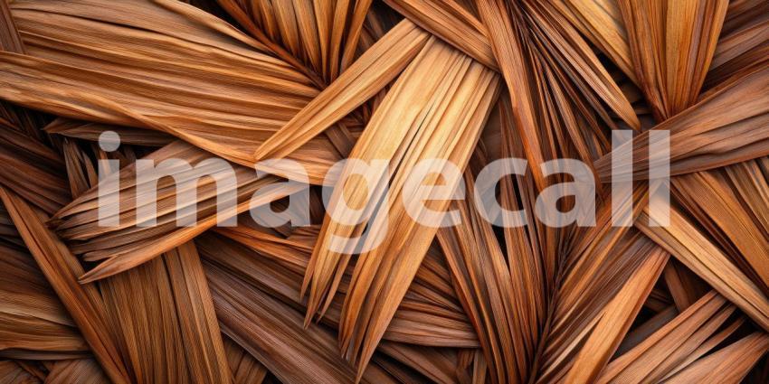 Nature's Tapestry: A mesmerizing arrangement of dried palm leaves, their intricate textures and warm hues creating a captivating natural pattern