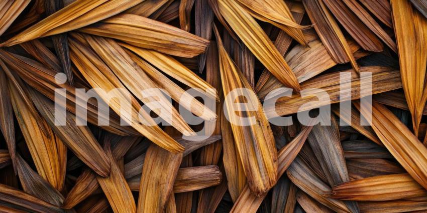 Nature's Tapestry: A mesmerizing arrangement of dried palm leaves, their intricate textures and warm hues creating a captivating natural pattern