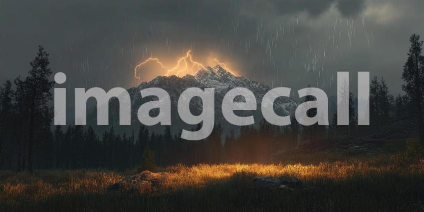 Volcanic Fury: A dramatic eruption illuminates the night sky, as molten lava flows down the slopes of a towering volcano, a breathtaking display of nature's raw power