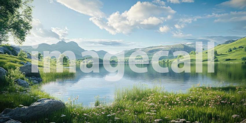 Where Tranquility Resides: A Serene Lake Nestled Amidst Rolling Hills