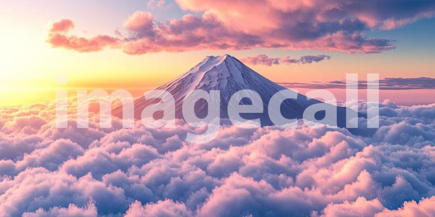 A Celestial Throne of Snow, Bathed in the Crimson Glow of Sunset
