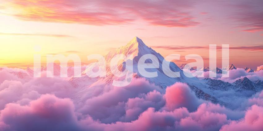 A Celestial Throne of Snow, Bathed in the Crimson Glow of Sunset