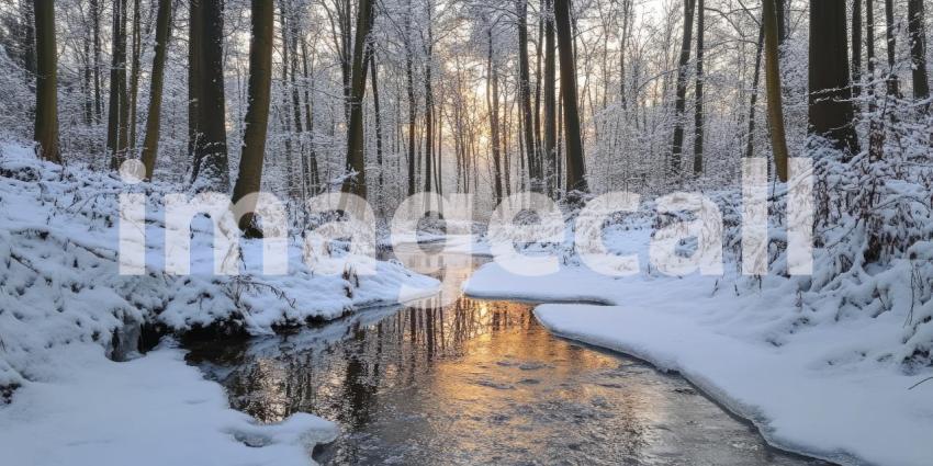 A River of Gold Winds Through a Winter Wonderland