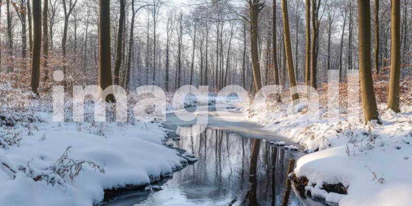 A River of Gold Winds Through a Winter Wonderland