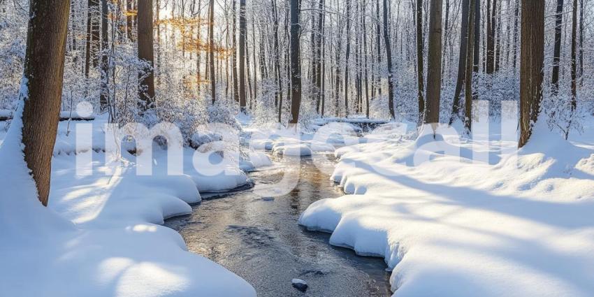 A River of Gold Winds Through a Winter Wonderland