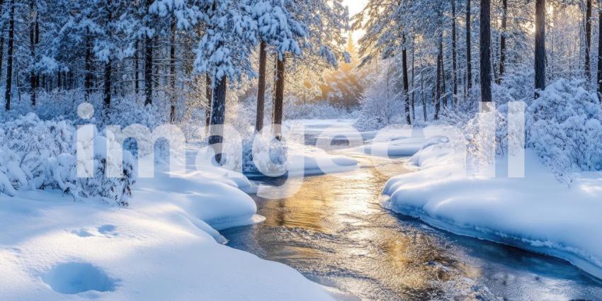 A River of Gold Winds Through a Winter Wonderland
