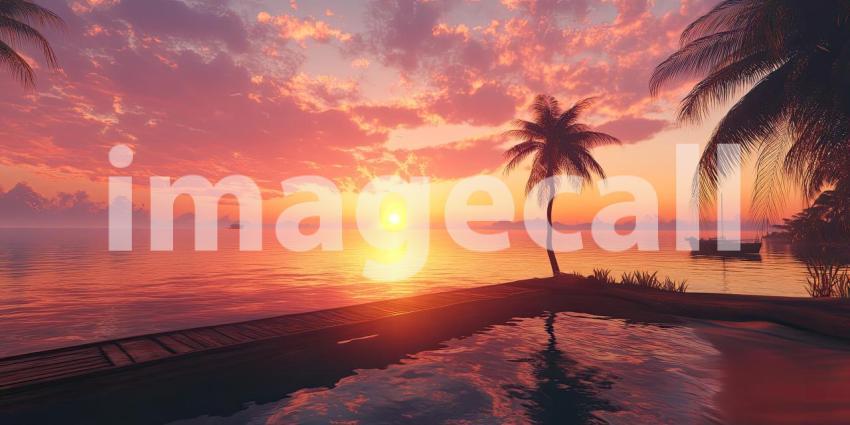 A Crimson Canvas: Where the Sky Paints a Picture Over Still Waters