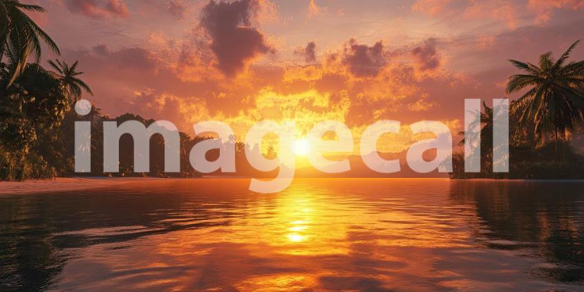 A Crimson Canvas: Where the Sky Paints a Picture Over Still Waters