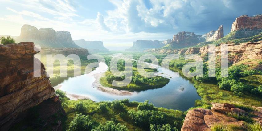 Where Mountains Embrace the River, a Scenic Symphony of Stone and Water