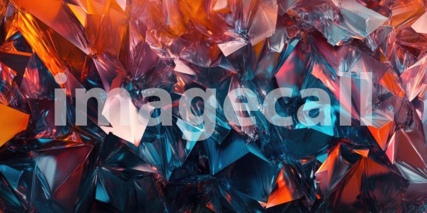 Crystal Cavern: A Dazzling Array of Faceted Gems in Shades of Blue, Orange, and Red, Shimmering with an Inner Light