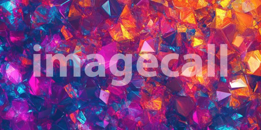 Crystal Cavern: A Dazzling Array of Faceted Gems in Shades of Blue, Orange, and Red, Shimmering with an Inner Light