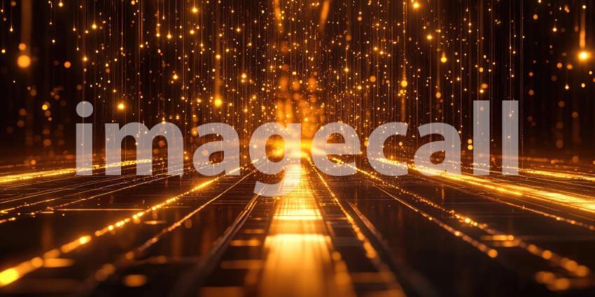 Golden Waves: A Dynamic Abstract of Intertwining Gold Particles, Pulsating with Warmth and Radiance