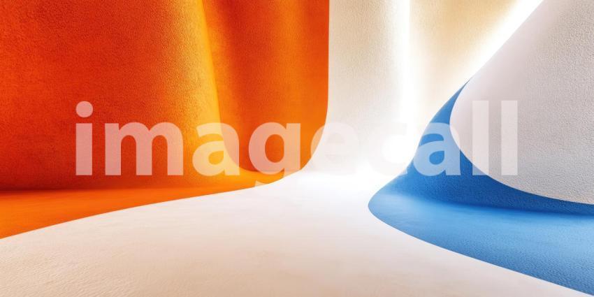 Fluid Forms: An Abstract Composition of Intersecting Curves in Vibrant Blue and Orange