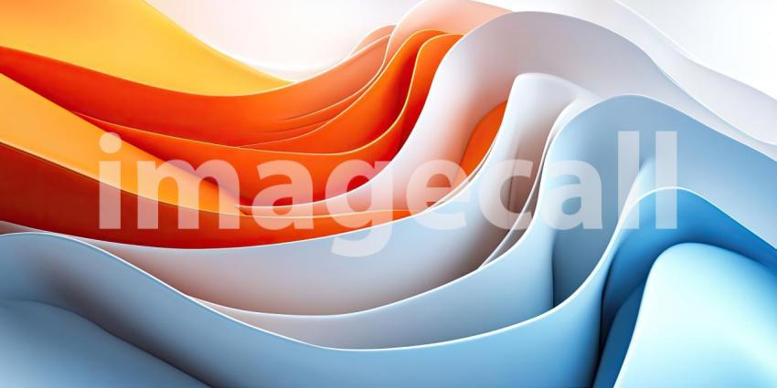 Fluid Forms: An Abstract Composition of Intersecting Curves in Vibrant Blue and Orange
