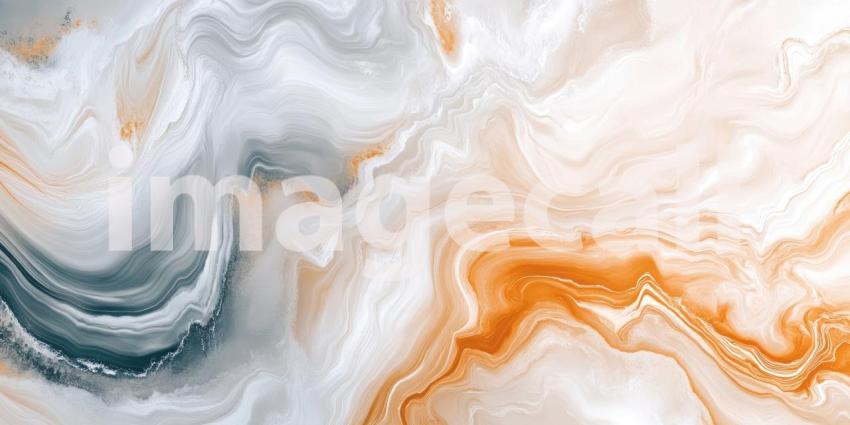 Fluid Terra: An Abstract Landscape of Swirling Marble in Earthy Hues of Grey, White, and Ochre
