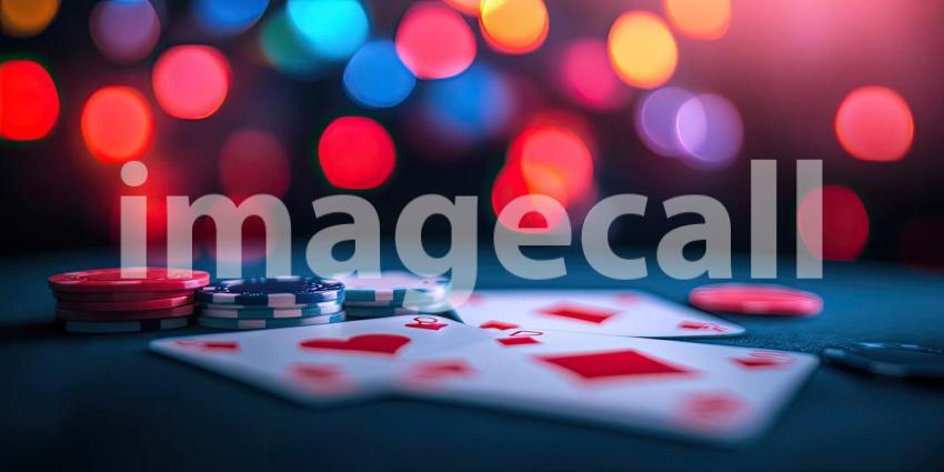 A Fortunate Hand: A Pair of Aces Revealed Under a Shower of Golden Lights, with Casino Chips Scattered Nearby