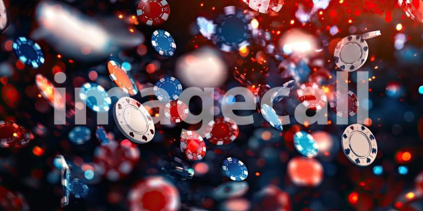 A Fortunate Hand: A Pair of Aces Revealed Under a Shower of Golden Lights, with Casino Chips Scattered Nearby