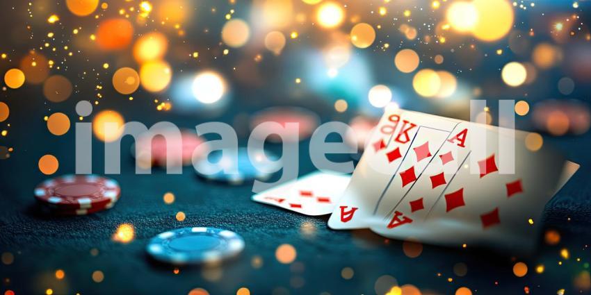 A Fortunate Hand: A Pair of Aces Revealed Under a Shower of Golden Lights, with Casino Chips Scattered Nearby