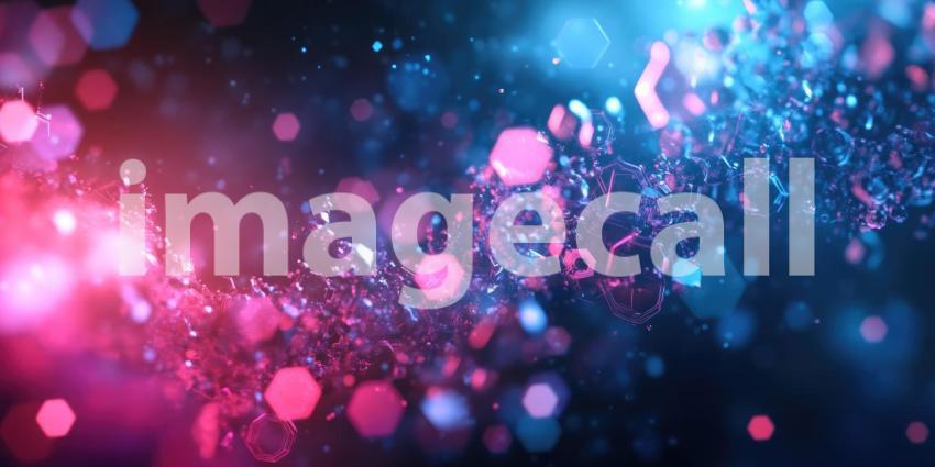 Digital Symphony: A Dynamic Abstract of Intertwining Hexagons, Pulsating with Neon Colors in a Deep, Cosmic Space