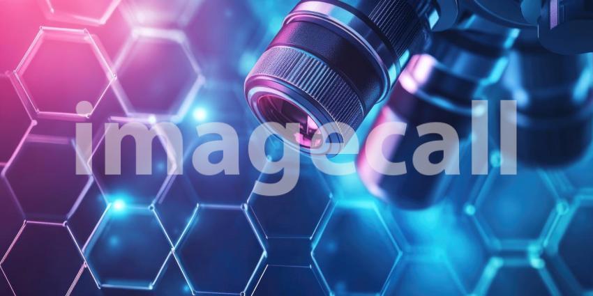 Digital Symphony: A Dynamic Abstract of Intertwining Hexagons, Pulsating with Neon Colors in a Deep, Cosmic Space