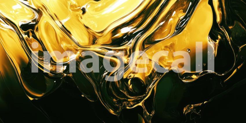 Golden Flow: A Viscous Abstract of Liquid Gold, Swirling and Reflecting Light