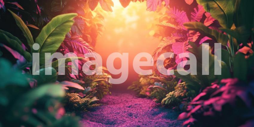 Neon Jungle: A Surreal Dreamscape of Luminous Foliage Bathed in Electric Hues