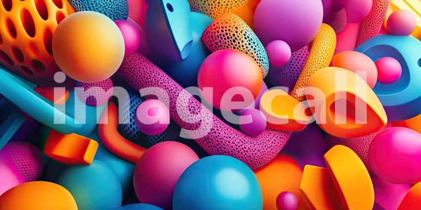 A Candy-Colored Dreamscape: A Bountiful Array of Playful Shapes in a Kaleidoscope of Colors