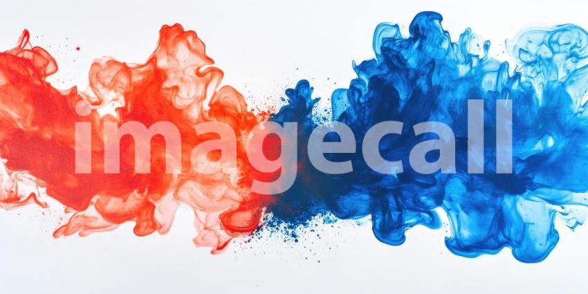 Collision of Colors: A Dynamic Abstract of Intertwining Red and Blue Ink, Evoking Energy and Motion