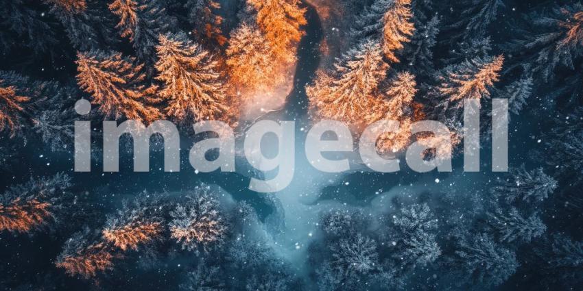 Winter Wonderland: A Breathtaking Panorama of Snow-Dusted Mountains and Evergreen Forests Beneath a Clear Blue Sky