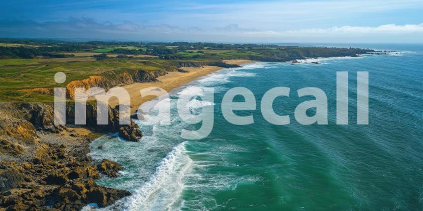 Oceans Embrace: A Tropical Paradise Where Turquoise Waters Crash Against Rugged Cliffs, Surrounded by Lush Vegetation