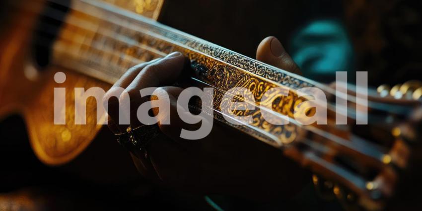 Woman Playing Guitar in Studio