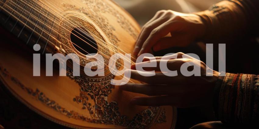 Woman Playing Guitar in Studio