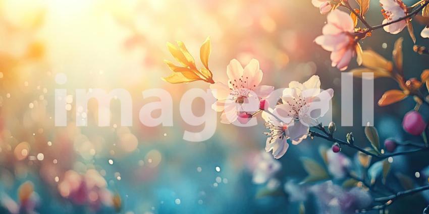 Dawns Embrace: A Field of Delicate Daisies Bathed in the Golden Light of Sunrise