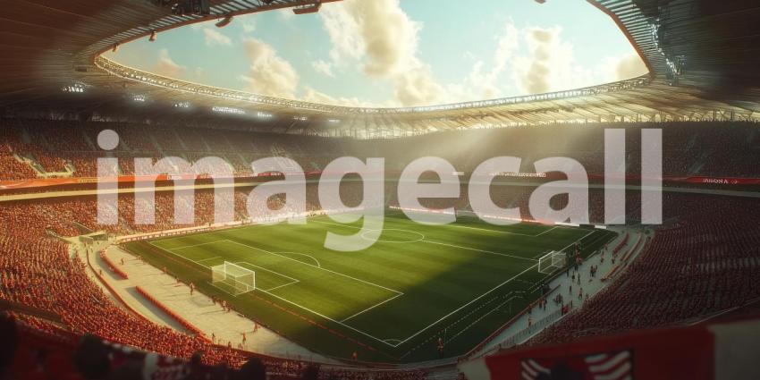 Awaiting the Roar: An Empty Football Stadium Basking in the Warm Sunshine