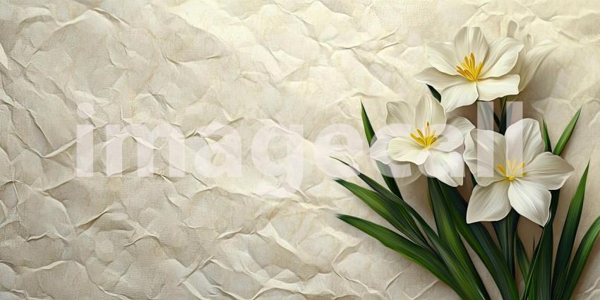 A Delicate Tapestry of Blooms: Paper Flowers in Vibrant Hues Adorn a Textured Background, Evoking a Sense of Vintage Charm and Artistic Elegance