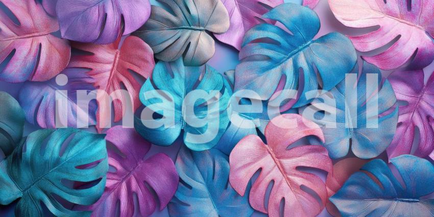 Vibrant Tropical Leaf Collage: A Kaleidoscope of Color and Texture
