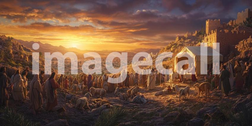 Sacred Nativity Scene in Illuminated Cave