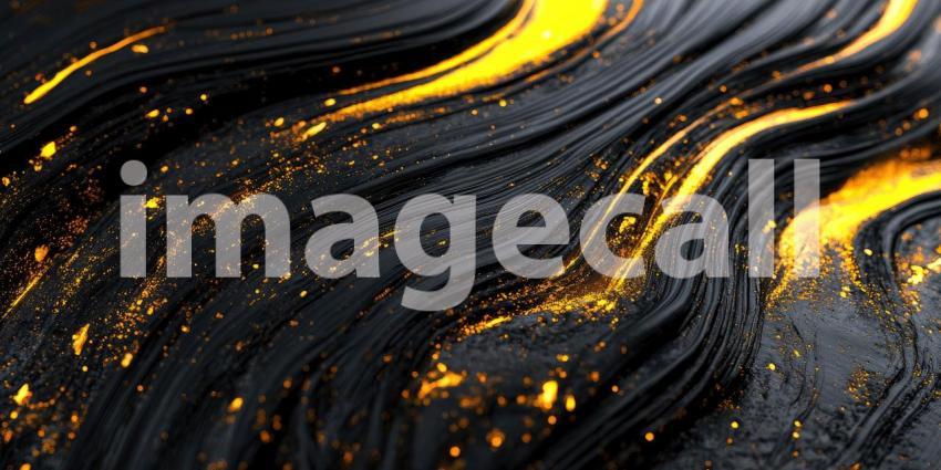 Abstract Fluid Gold: A Dynamic Composition of Swirling Black and Golden Hues Intertwine, Evoking a Sense of Luxury and Opulence