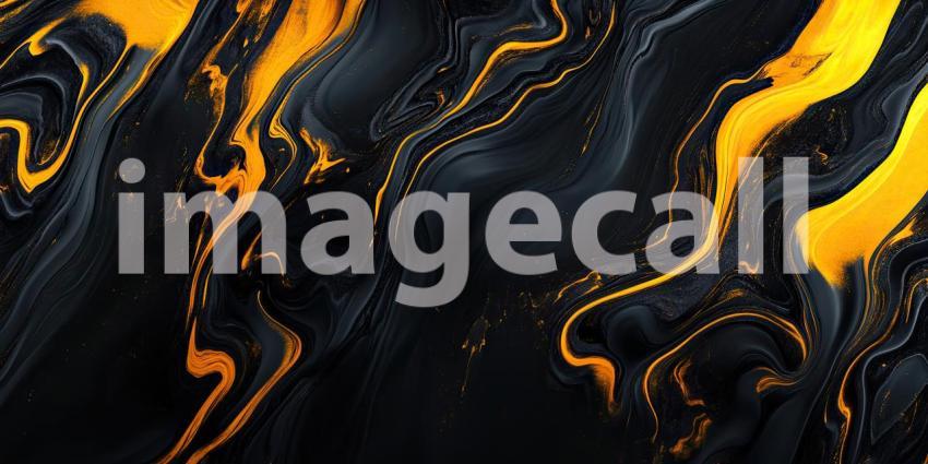 Abstract Fluid Gold: A Dynamic Composition of Swirling Black and Golden Hues Intertwine, Evoking a Sense of Luxury and Opulence