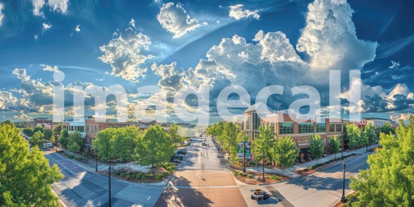 A Vision of Urban Renewal: A Vibrant Mixed-Use Development Takes Shape, Blending Contemporary Architecture with Lush Green Spaces and Bustling City Streets