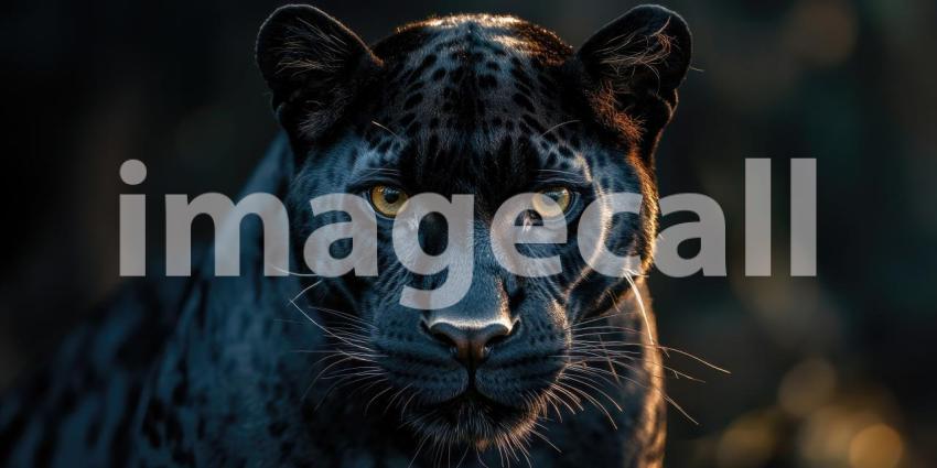 Eyes of the Night: A Black Panther, a Shadow in the Jungle, Gazes with Intense Focus, Its Presence a Whisper of Wild Beauty and Untamed Power