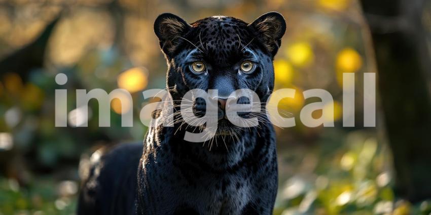 Eyes of the Night: A Black Panther, a Shadow in the Jungle, Gazes with Intense Focus, Its Presence a Whisper of Wild Beauty and Untamed Power