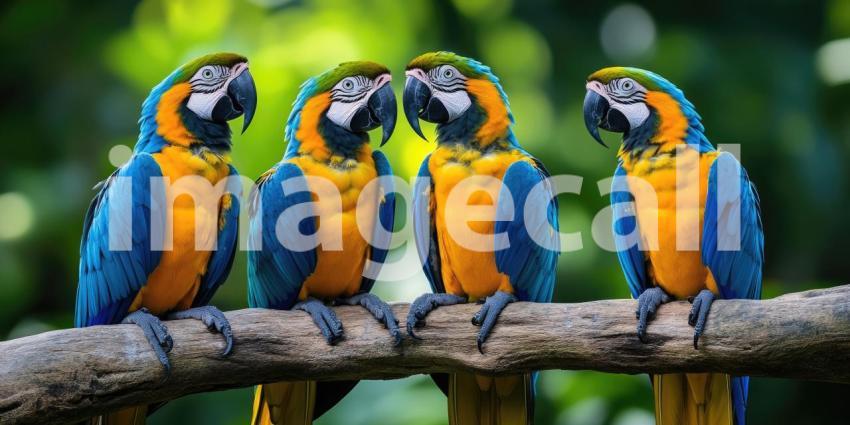 A Vision in Blue and Gold: A Blue-and-yellow Macaw, a Vibrant Jewel of the Rainforest, Perches Amidst Lush Greenery, Its Presence a Symphony of Color and Life