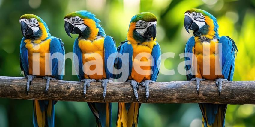 A Vision in Blue and Gold: A Blue-and-yellow Macaw, a Vibrant Jewel of the Rainforest, Perches Amidst Lush Greenery, Its Presence a Symphony of Color and Life