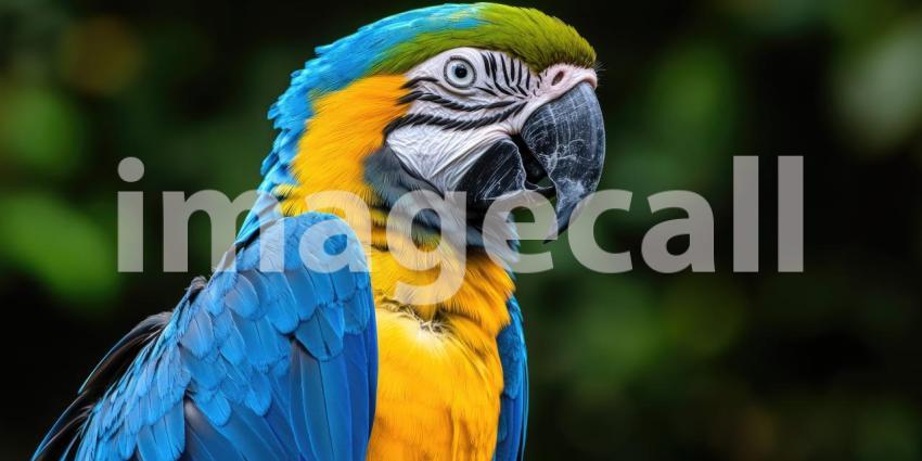 A Vision in Blue and Gold: A Blue-and-yellow Macaw, a Vibrant Jewel of the Rainforest, Perches Amidst Lush Greenery, Its Presence a Symphony of Color and Life