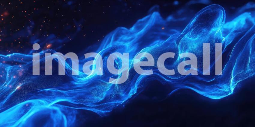 Celestial Currents: A Dynamic Flow of Blue Particles, Reminiscent of Cosmic Nebulae, Swirls and Dances Across a Dark Canvas, Evoking a Sense of Otherworldly Wonder